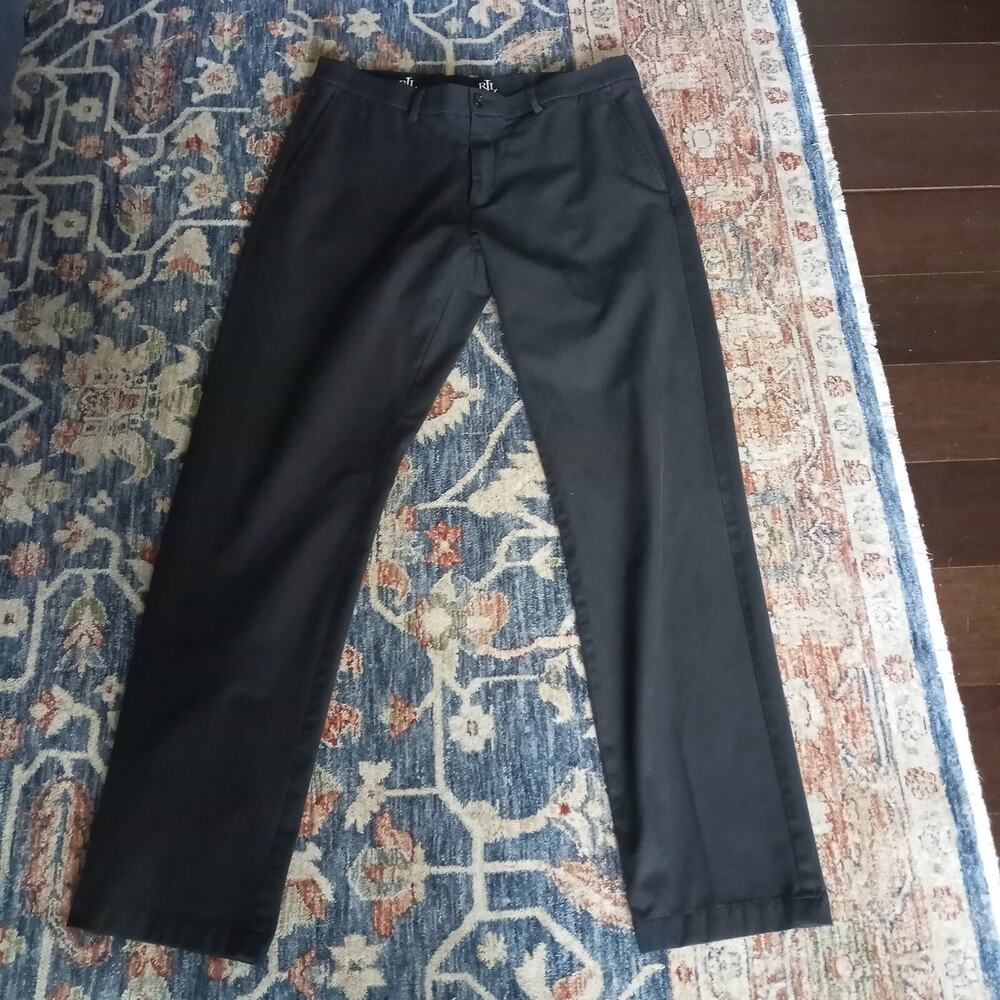 Ralph Lauren Black Label Mid Rise Stretchy Slacks SZ 34 Flat Front Pockets Pants